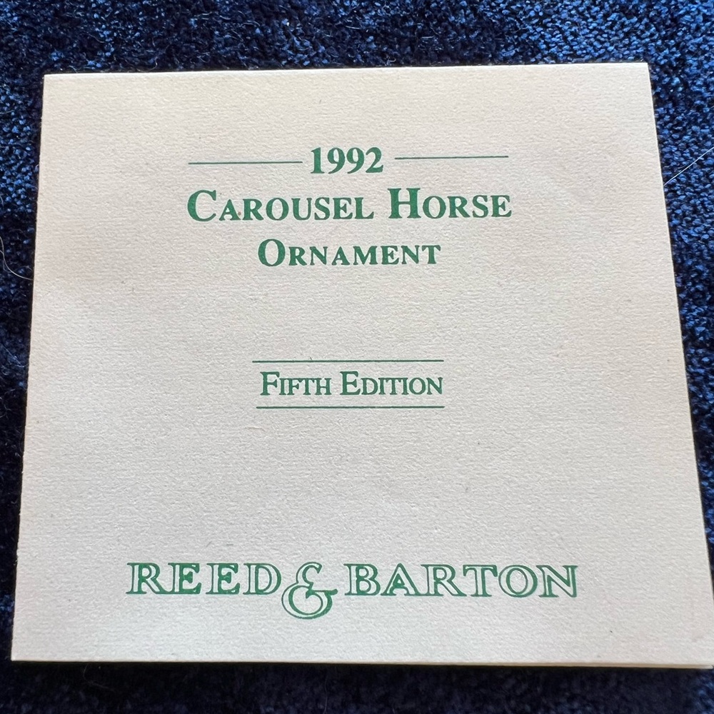 Reed & Barton 1992 Carousel Horse Ornament 5th Edition - Picture 2 of 6